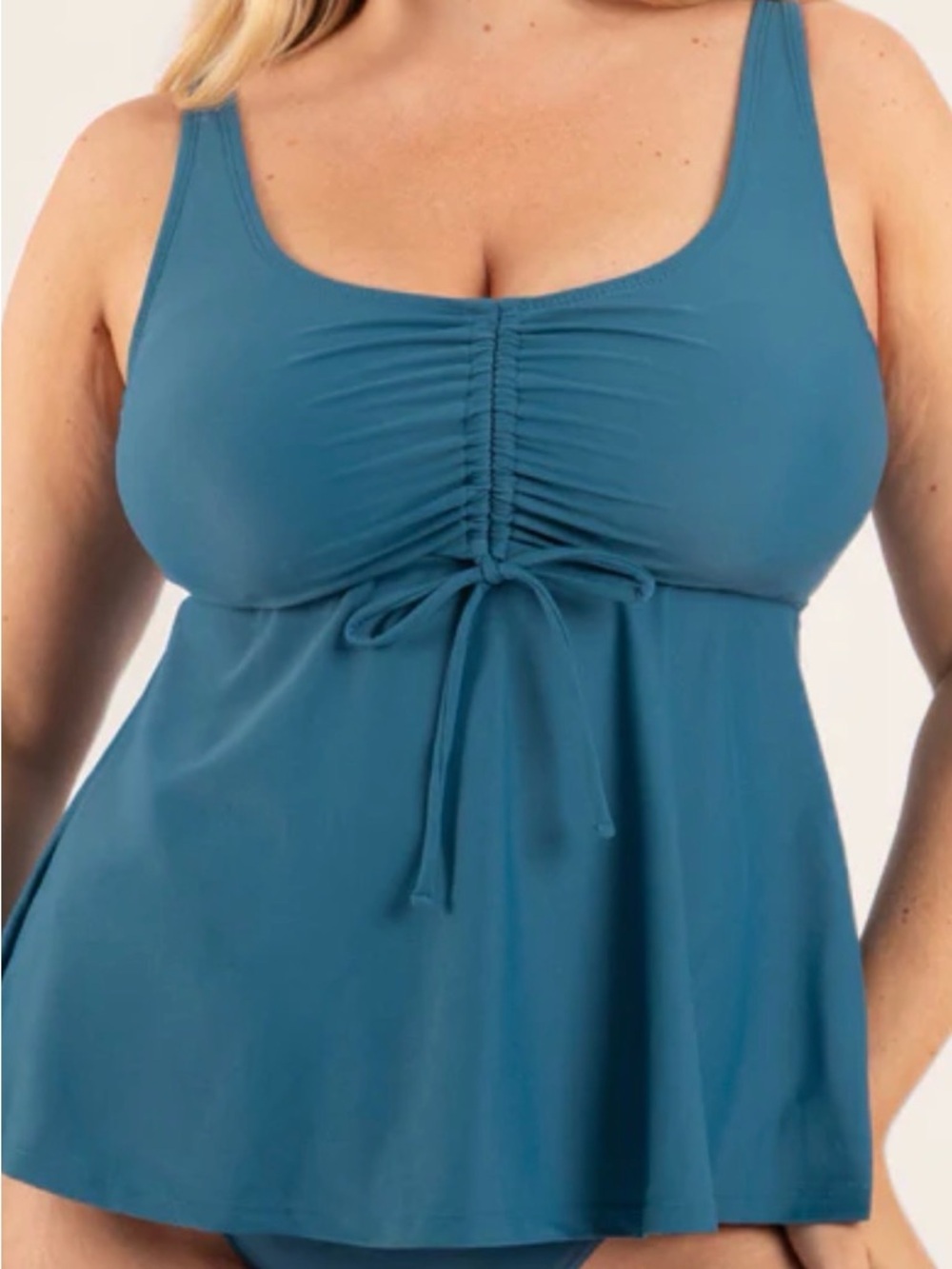 Shapermint Essentials Wireless Tie-Front Tankini - Ocean Blue - 4XL NWT
